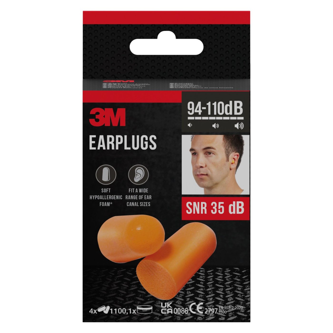 3M Ørepropper 1100 med oppbevaringsboks Oransje