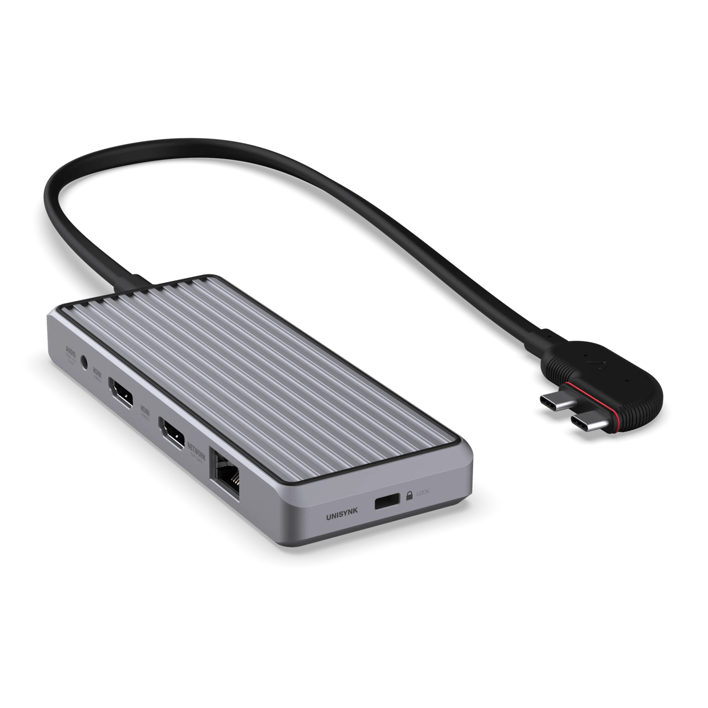 Unisynk 10-ports USB-C-hub for doble skjermer for Mac Grå