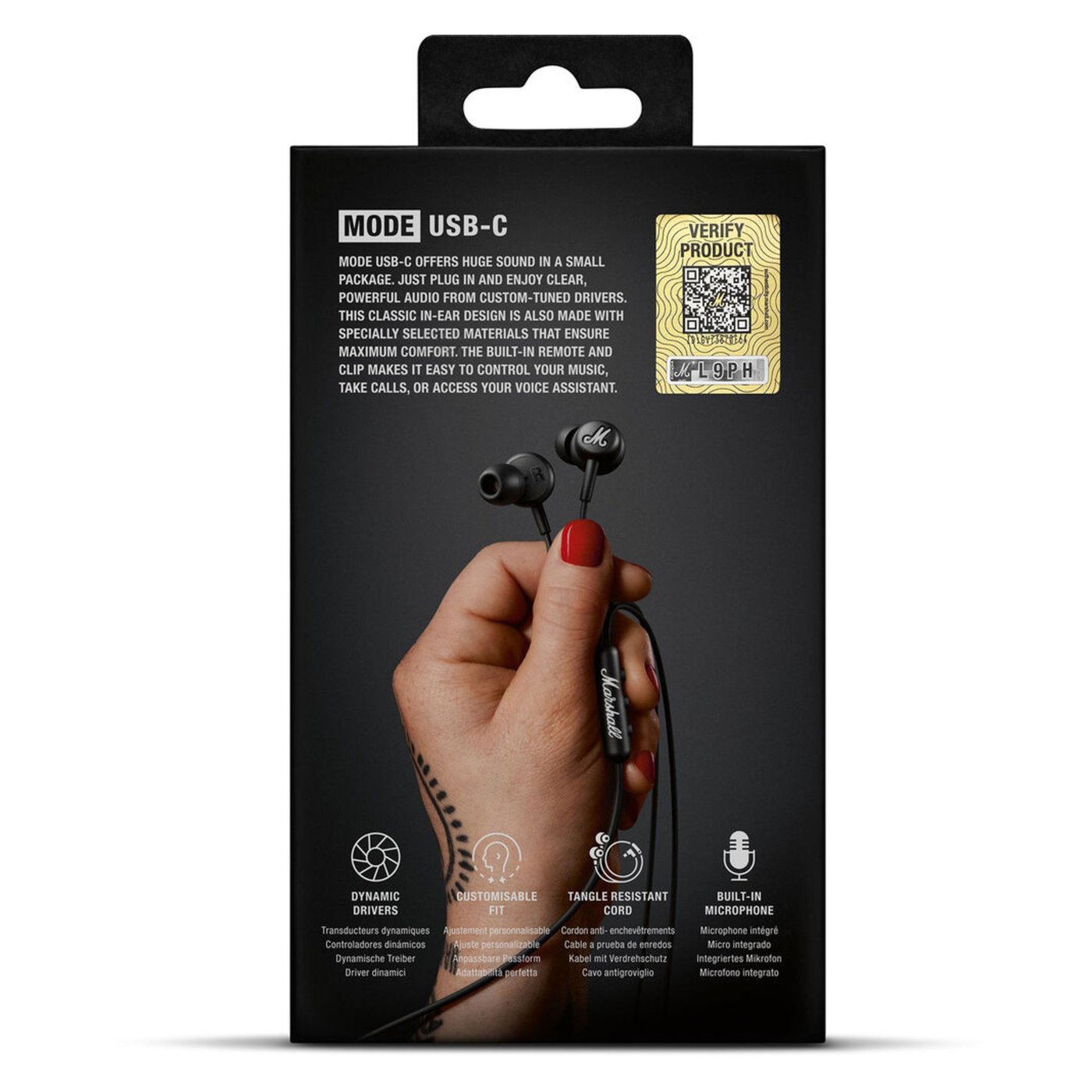 Marshall Mode USB-C in-ear-hodetelefoner Svart