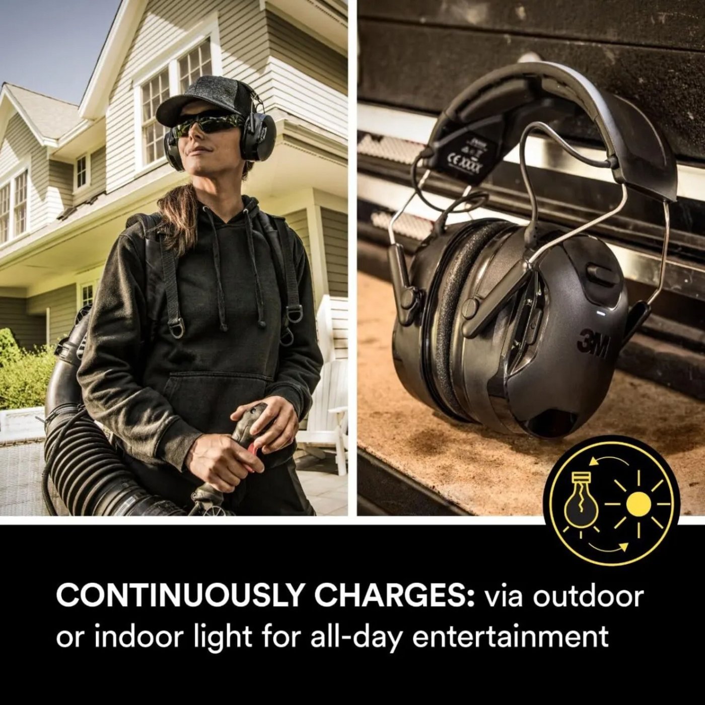 3M Connect & Solar Trådlöst hörselskydd Svart