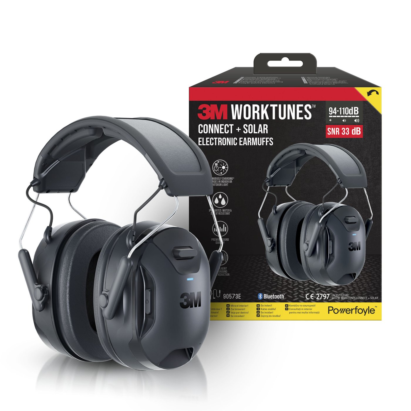 3M Connect & Solar Trådlöst hörselskydd Svart