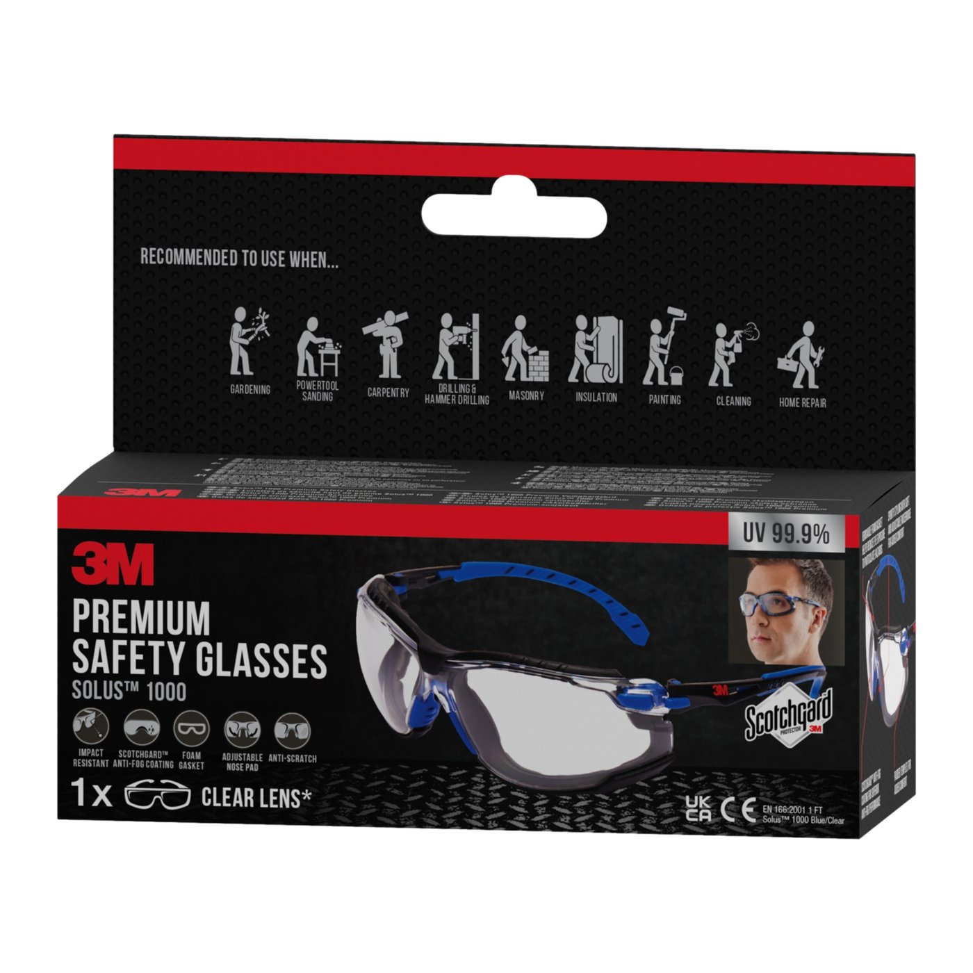 3M Solus 1000 skyddsglasögon med Scotchgard-beläggning Blå/svarta