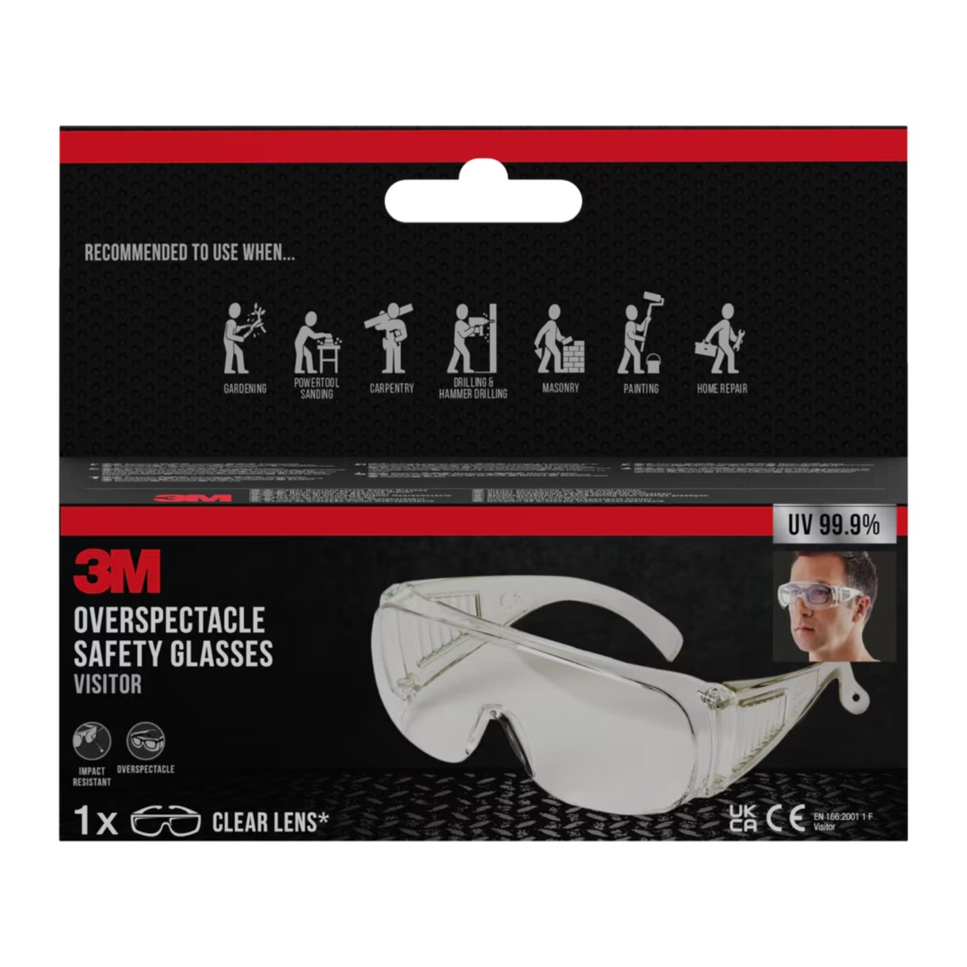 3M Visitor skyddsglasögon – bärs över vanliga glasögon Klar