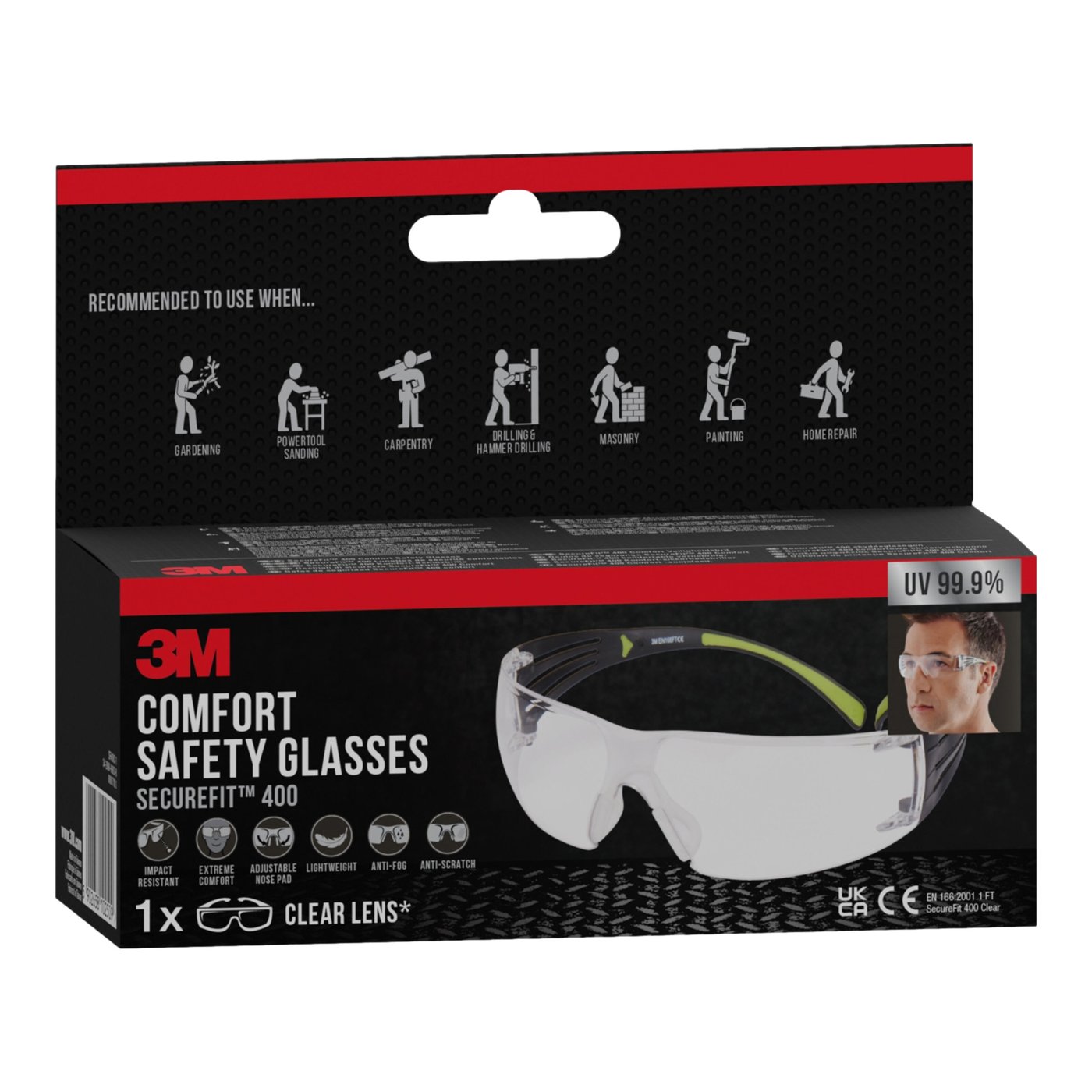 3M SecureFit 400 skyddsglasögon Transparent