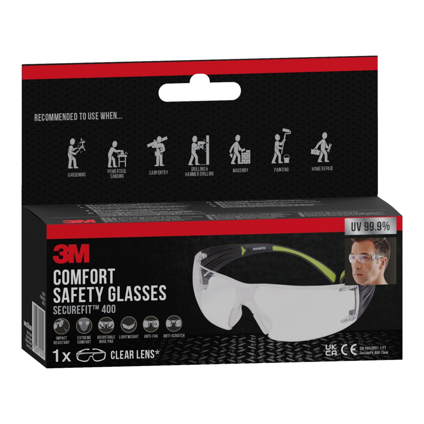 3M SecureFit 400 skyddsglasögon Transparent