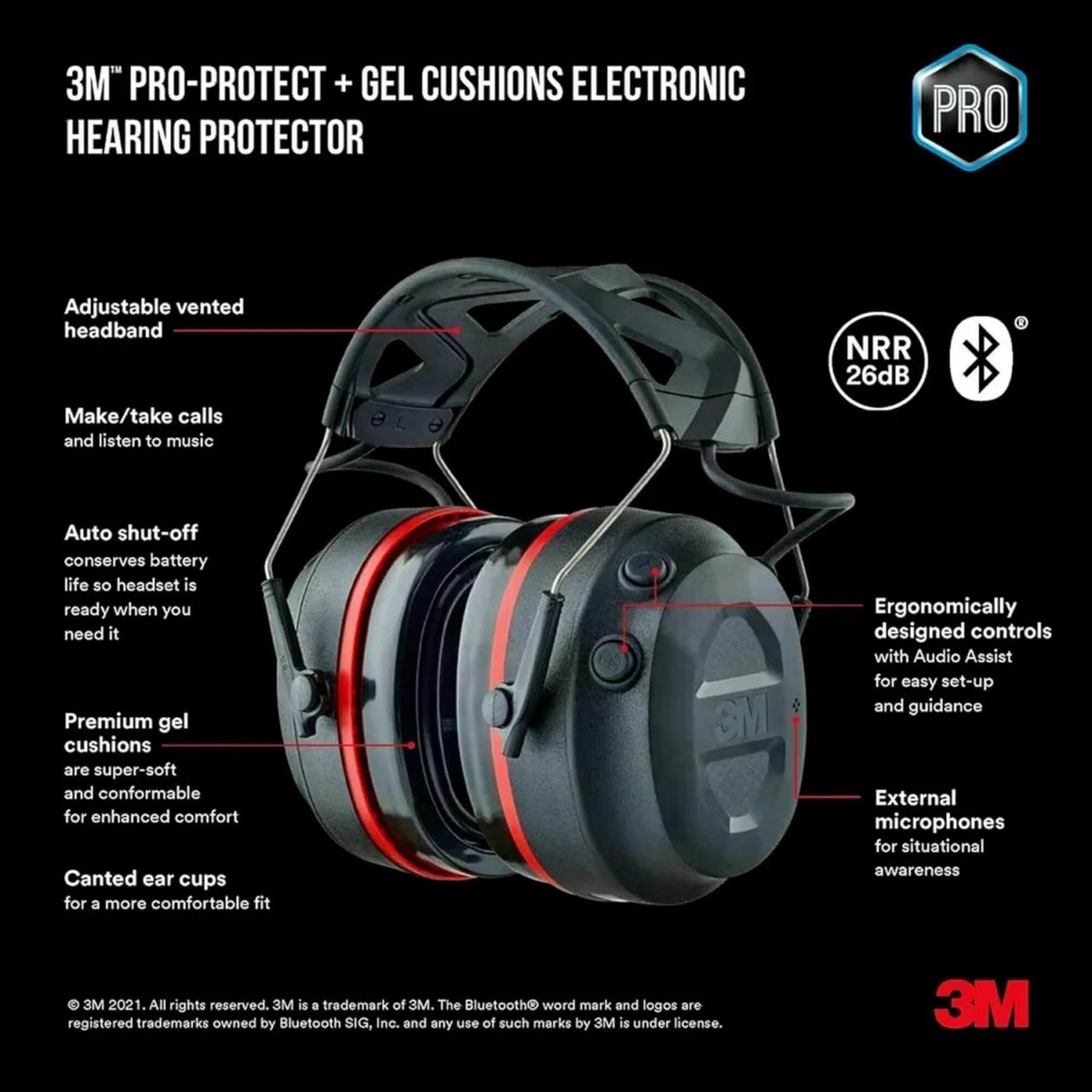 3M Pro-Protect hørselsvern med Bluetooth Svart
