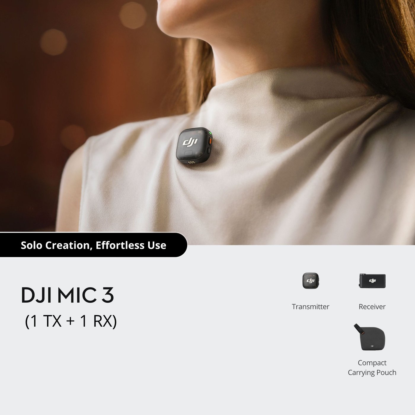 DJI Mic 3 trådløst mikrofonsystem 1 TX + 1 RX
