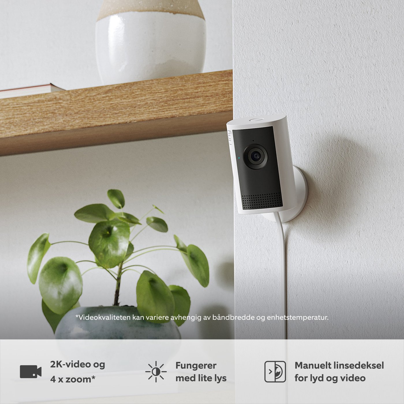 Ring Indoor Camera Plus - Retinal 2K overvåkingskamera Hvit