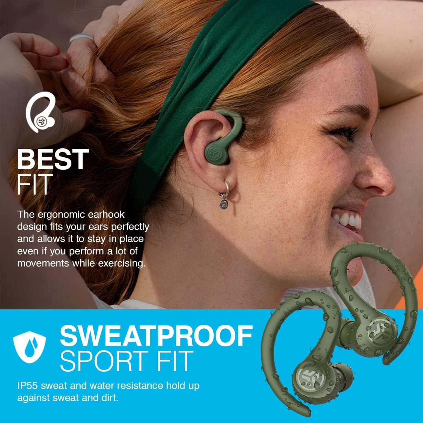 JLab Go Air Sport True Wireless-hodetelefoner Grønn