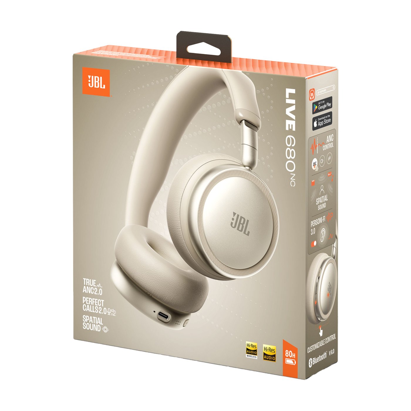 JBL Live 680NC trådlösa on-ear-hörlurar Champagne