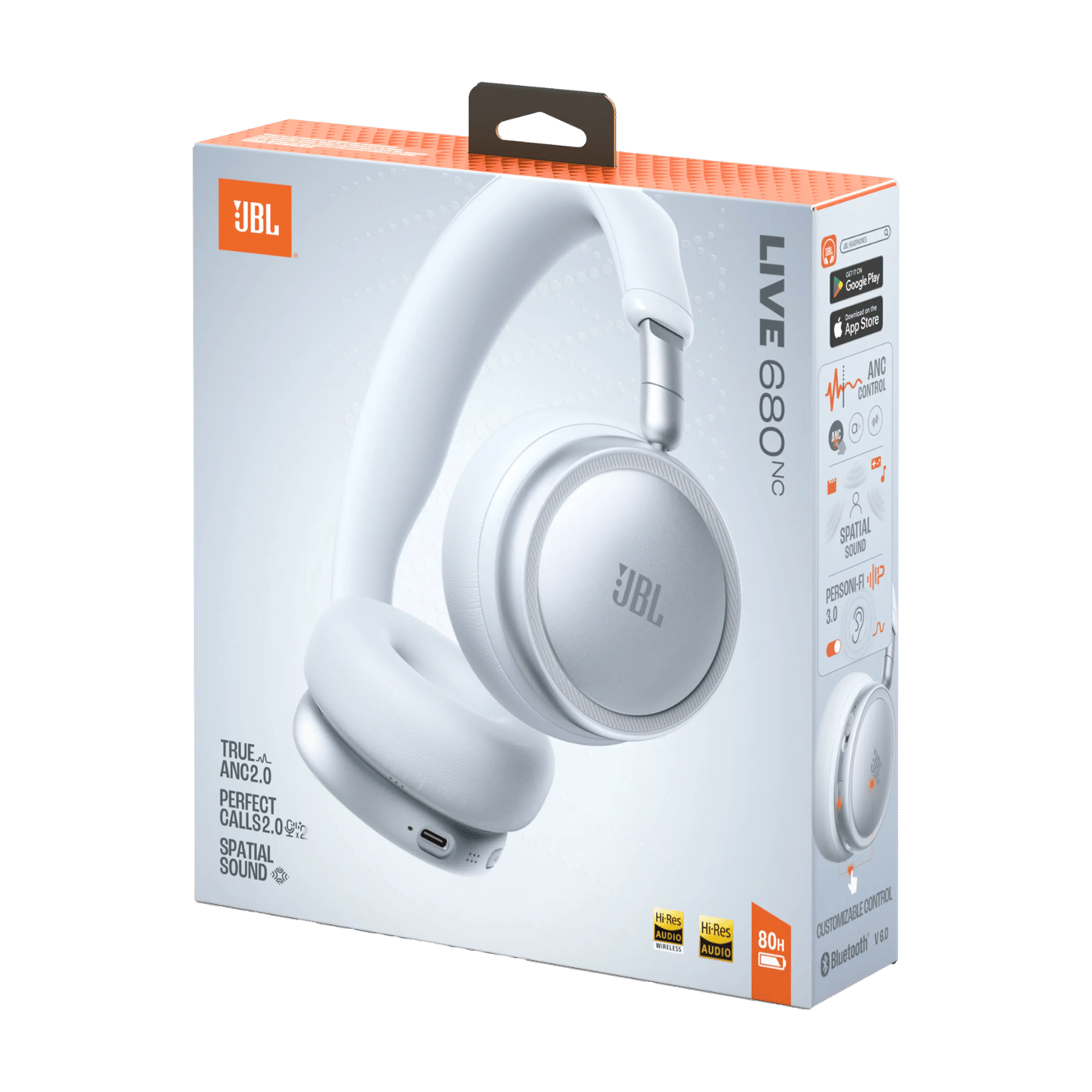 JBL Live 680NC trådløse on-ear-hodetelefoner White
