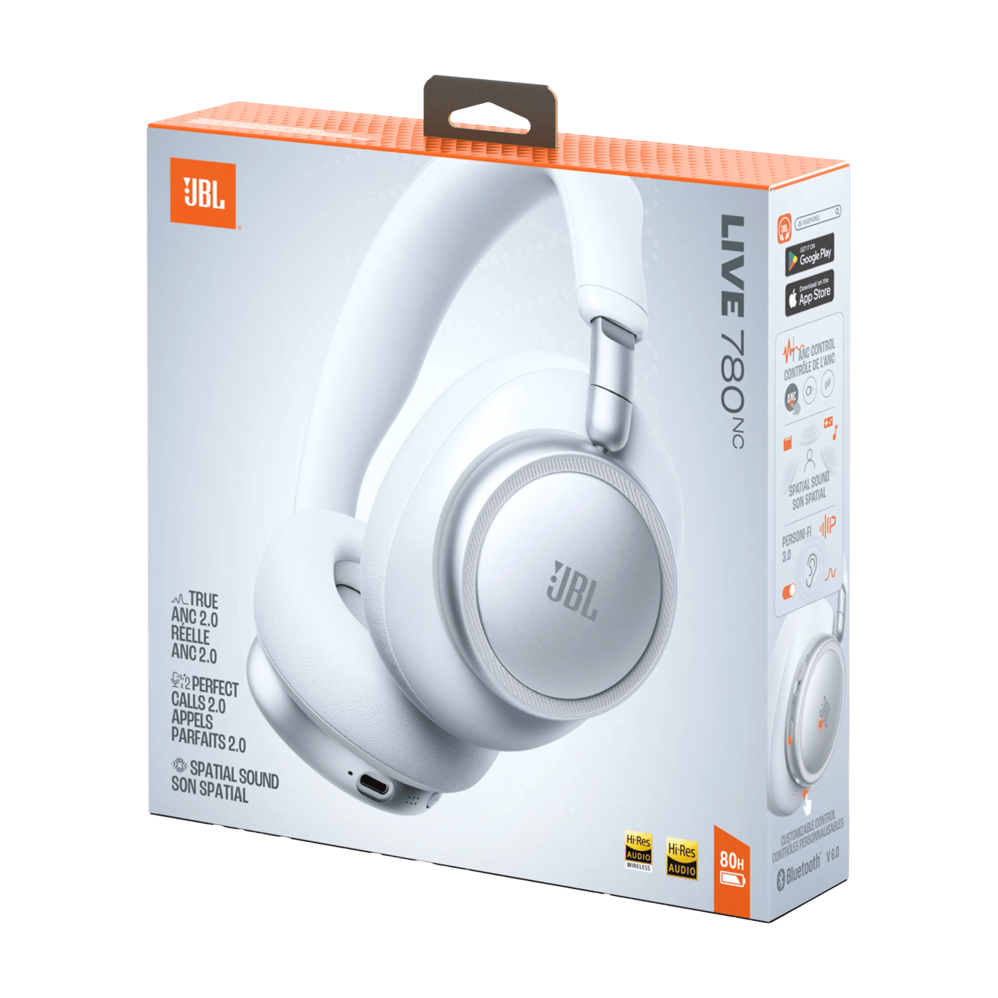 JBL Live 780NC over-ear-hodetelefoner med støyreduksjon Hvit