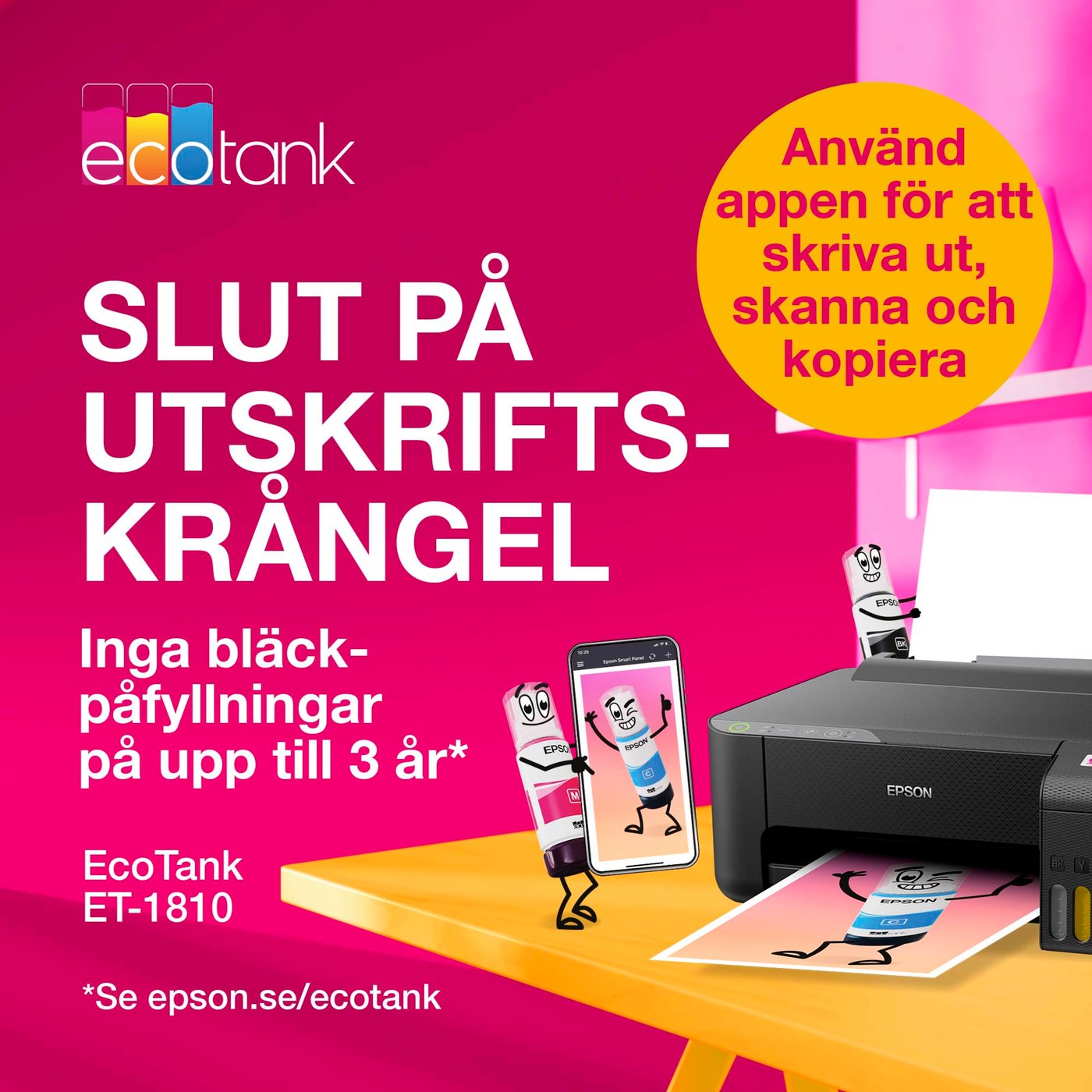 Epson EcoTank ET-1810 bläckstråleskrivare Svart
