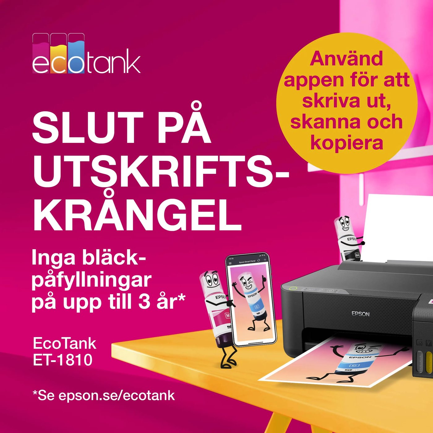 Epson EcoTank ET-1810 bläckstråleskrivare Svart