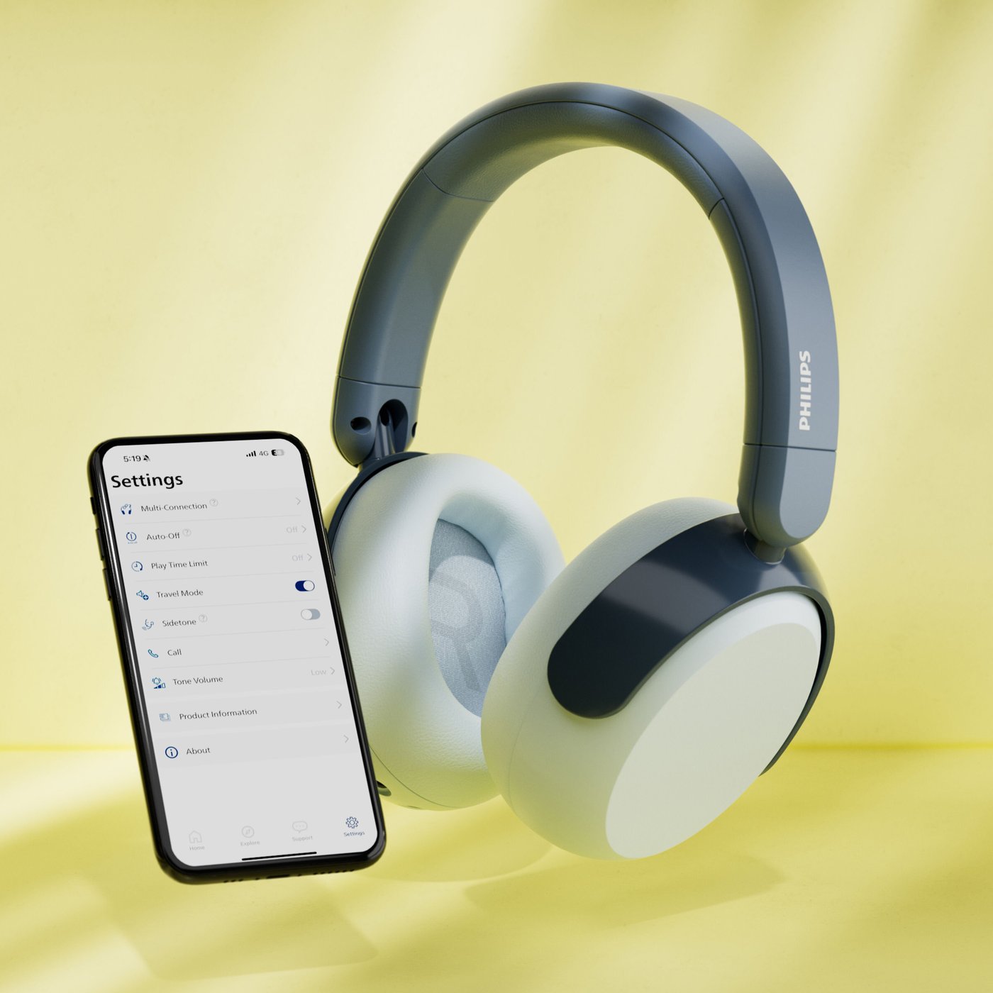 Philips Trådlösa over-ear-hörlurar för barn med brusreducering Blå