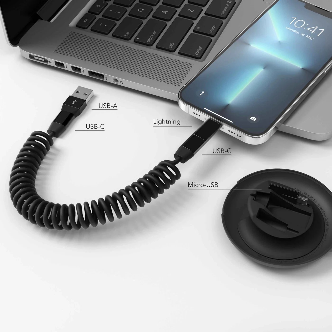Vonmählen Allroundo Eco 6-i-1-ladekabel Svart