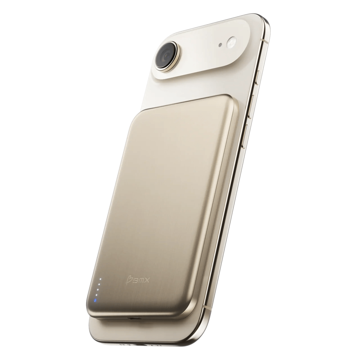 BMX Ultratynt magnetisk Qi2-powerbank 5000 mAh, semi-solid-state i titan Gold