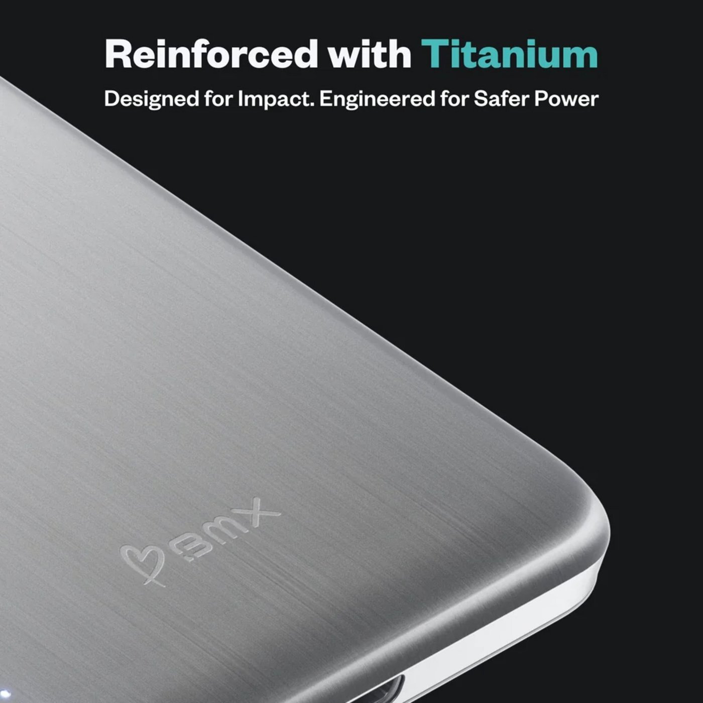BMX Ultratunn magnetisk Qi2-powerbank 5000 mAh, semi-solid-state i titanhölje