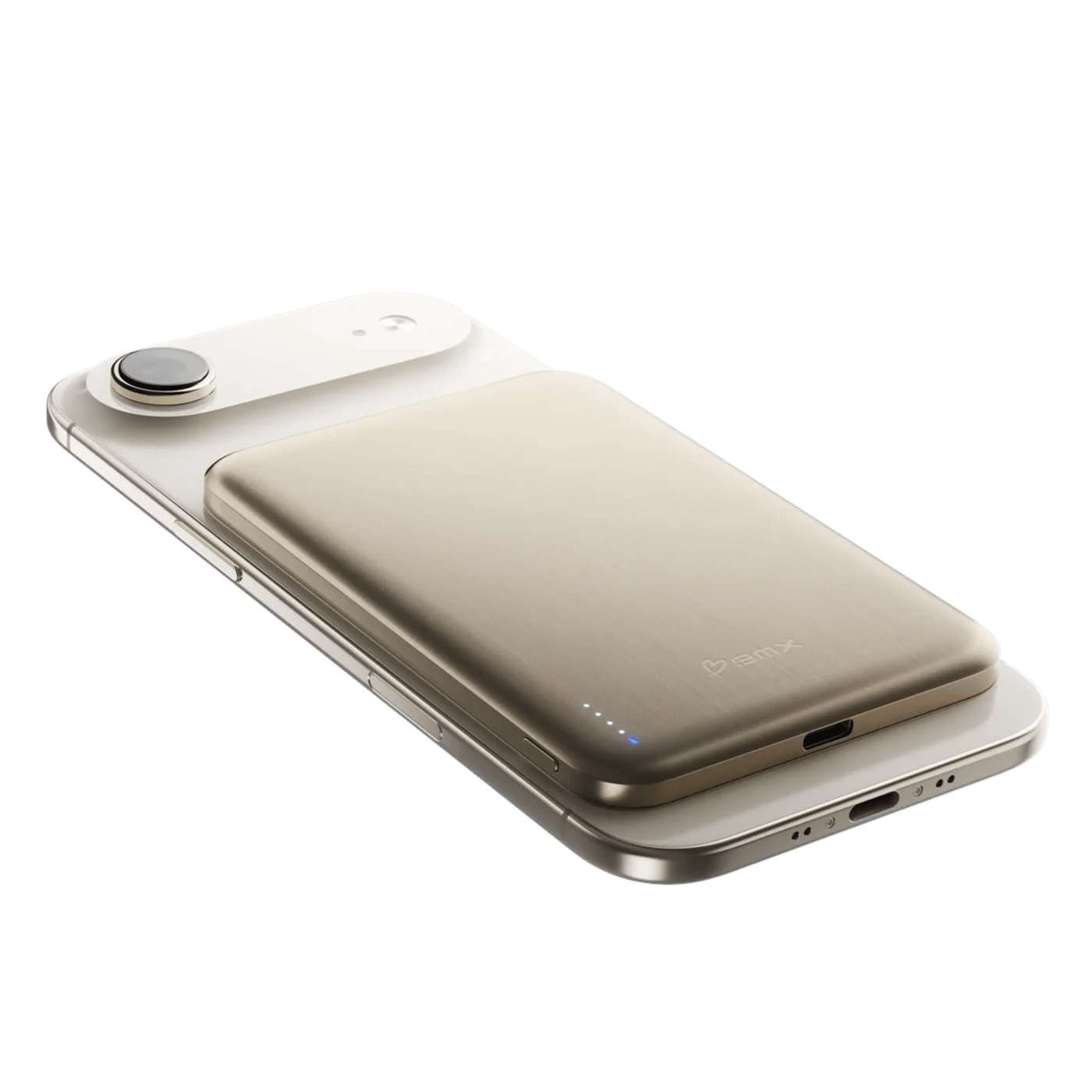 BMX Ultratynt magnetisk Qi2-powerbank 5000 mAh, semi-solid-state i titan Gold