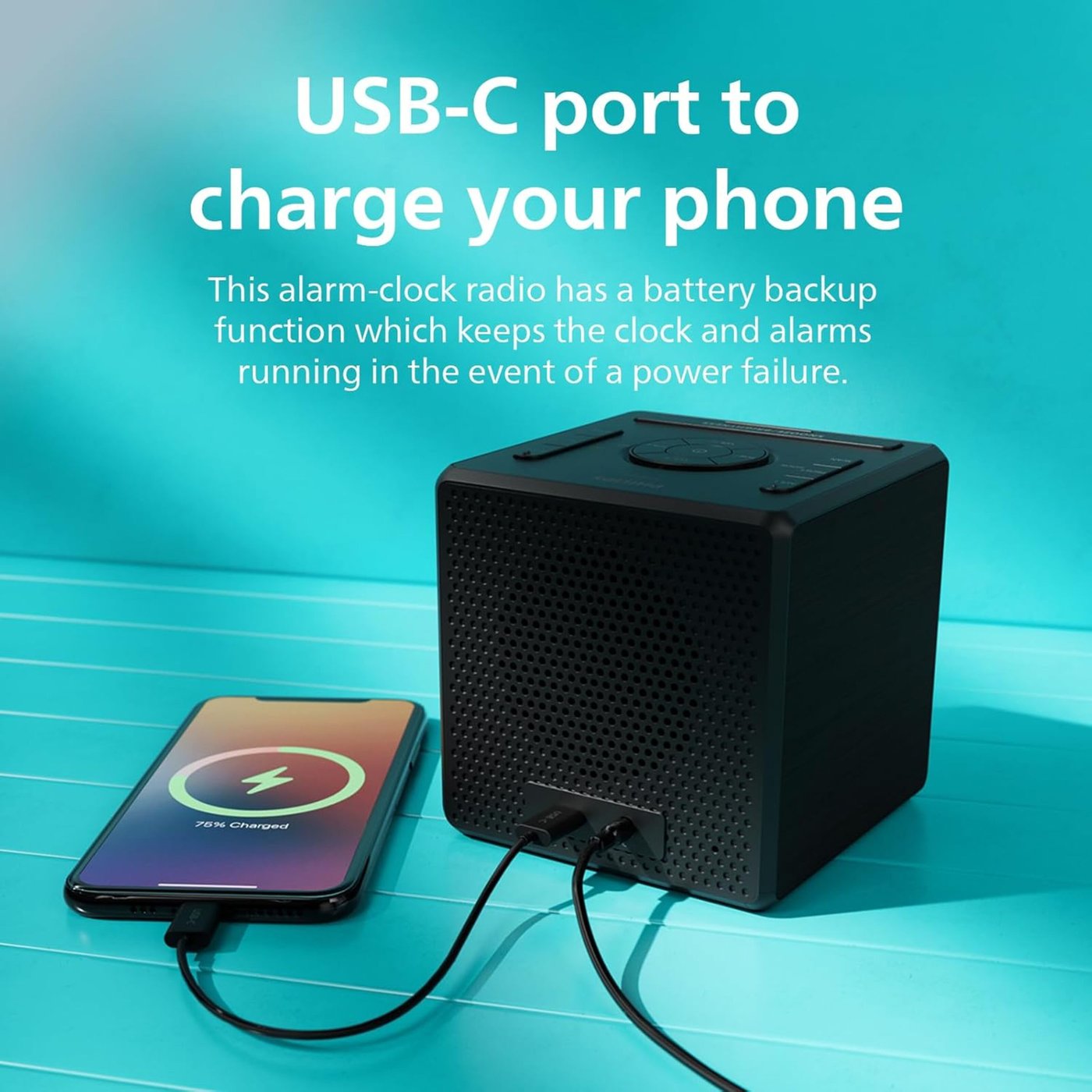 Philips R4600 DAB+-klokkeradio med USB-C-lading