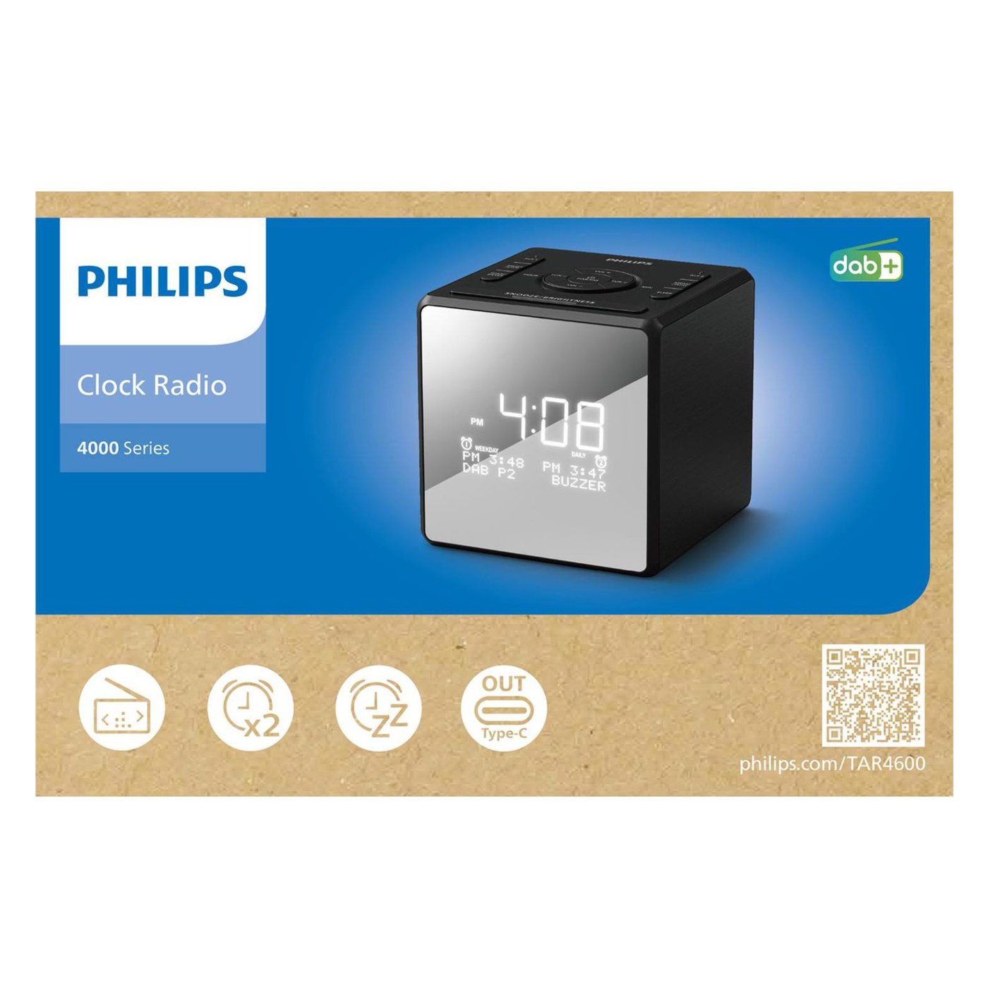 Philips R4600 DAB+-klokkeradio med USB-C-lading