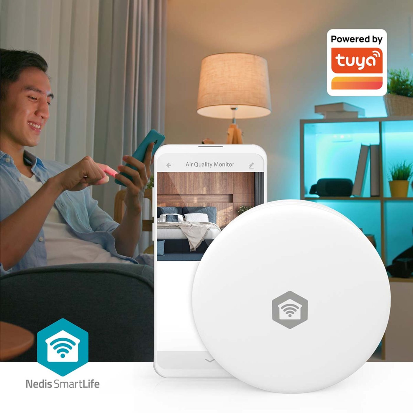 Nedis SmartLife luftkvalitetsmätare med CO₂-sensor och wifi