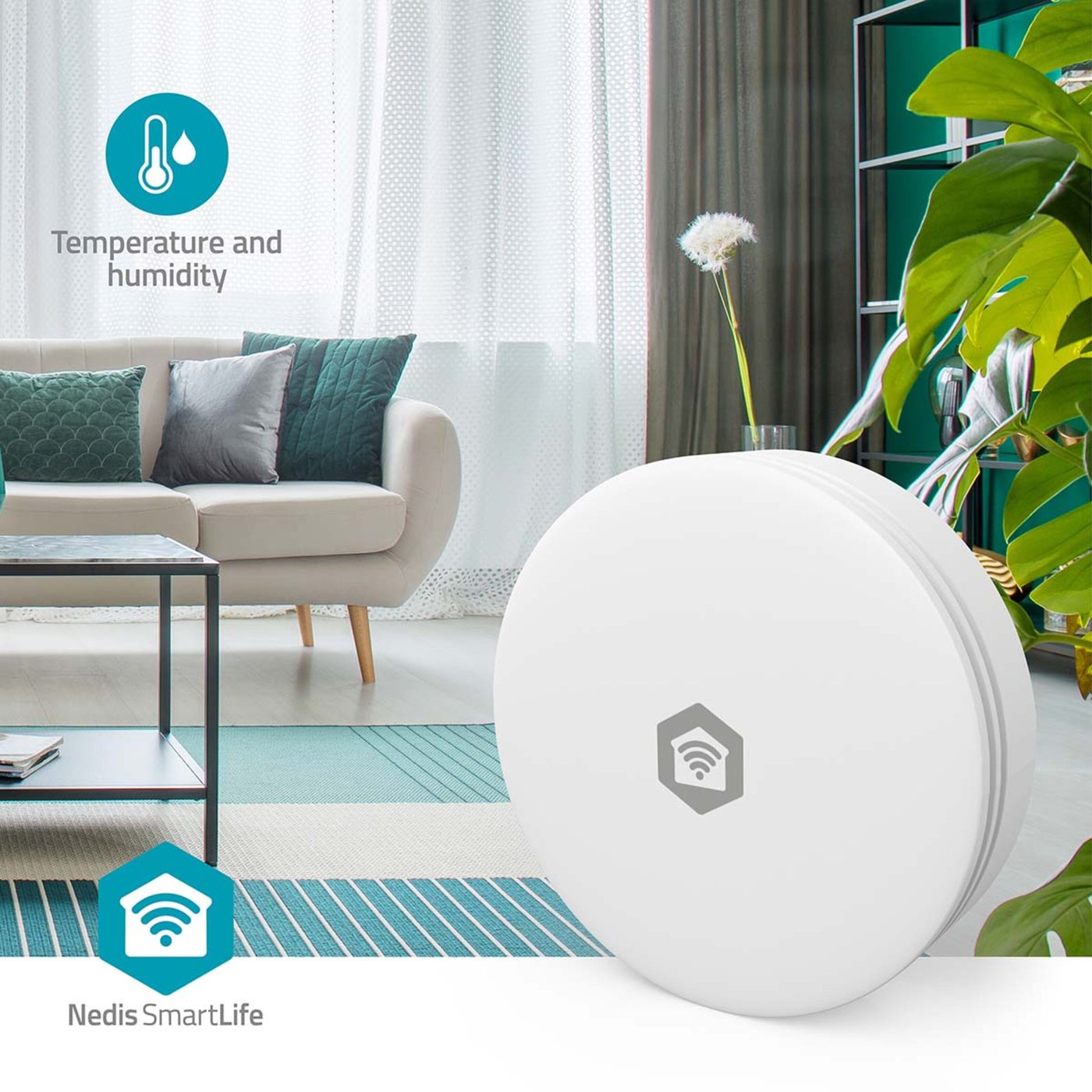 Nedis SmartLife luftkvalitetsmätare med CO₂-sensor och wifi