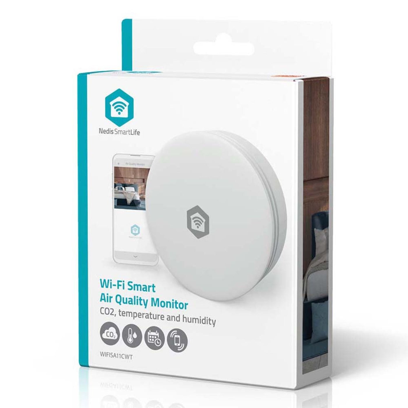 Nedis SmartLife luftkvalitetsmätare med CO₂-sensor och wifi
