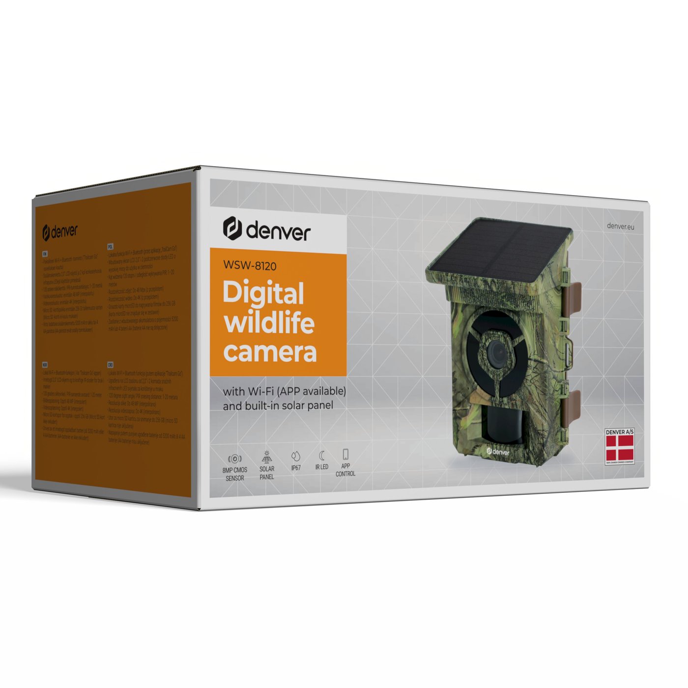 Denver WSW-8120 åtelkamera med solpanel, wifi og 4K