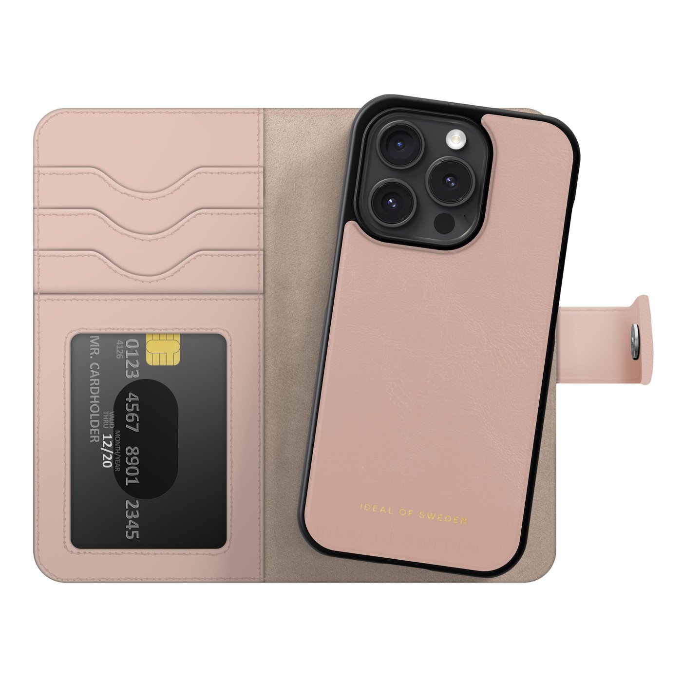 IDEAL OF SWEDEN Magnet Wallet+ för iPhone 15 Pro Rosa