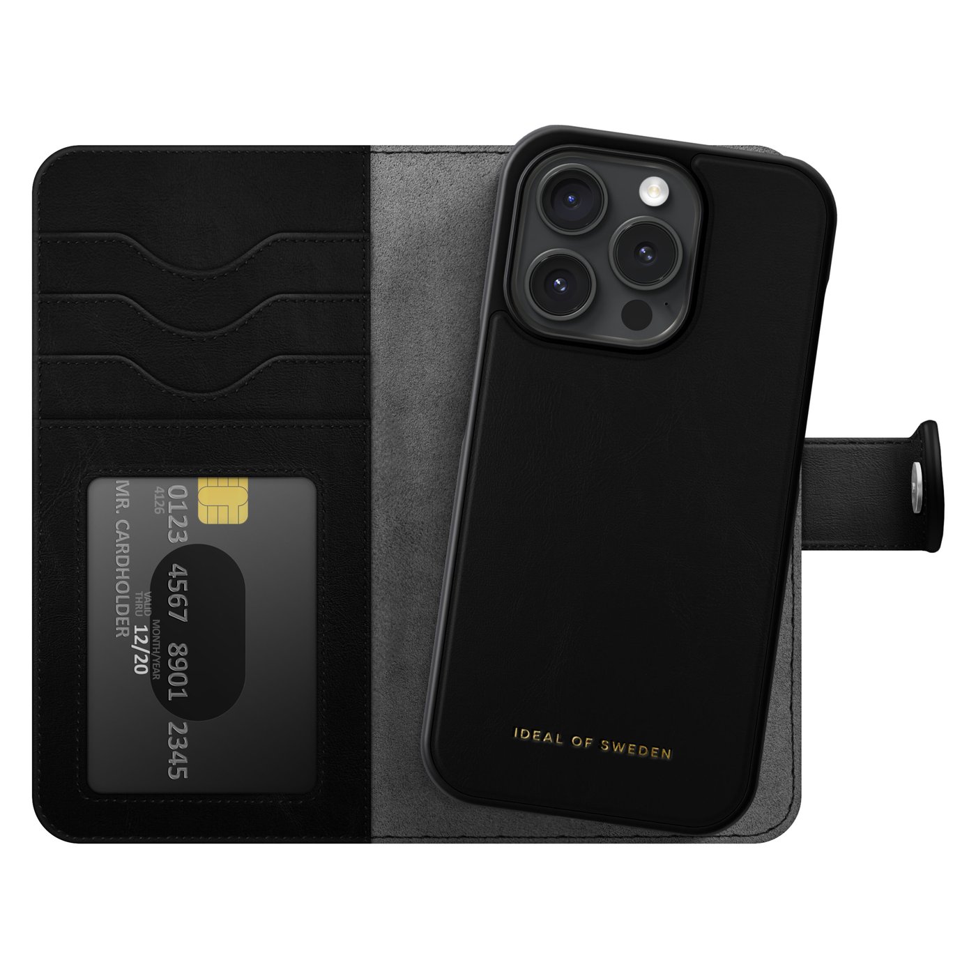 IDEAL OF SWEDEN Magnet Wallet+ for iPhone 15 Pro Svart