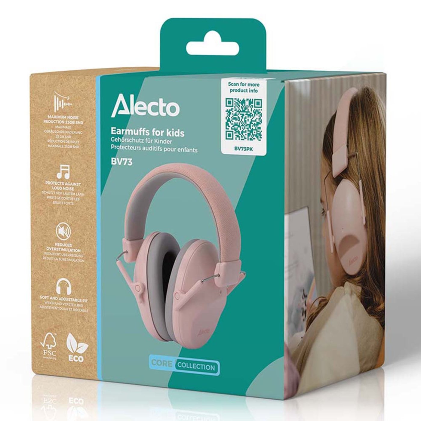 Alecto BV73 Hörselskydd för barn Rosa