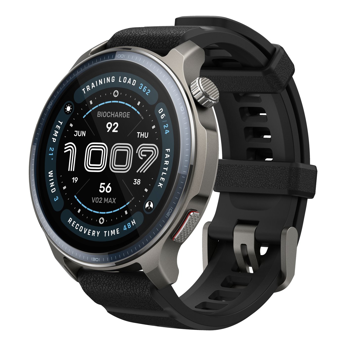 Amazfit Multisport-smartklokke med AMOLED, GPS og 21 dagers batteritid Svart
