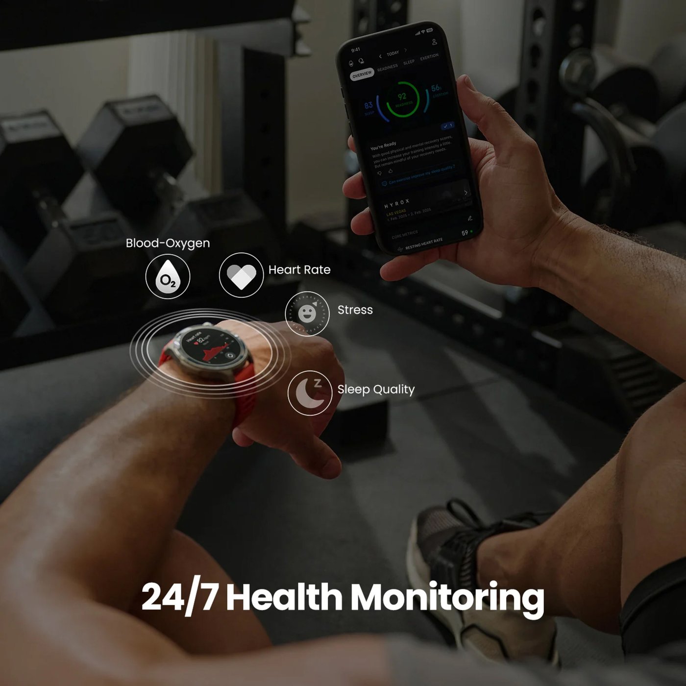 Amazfit Multisport-smartklokke med AMOLED, GPS og 21 dagers batteritid Svart