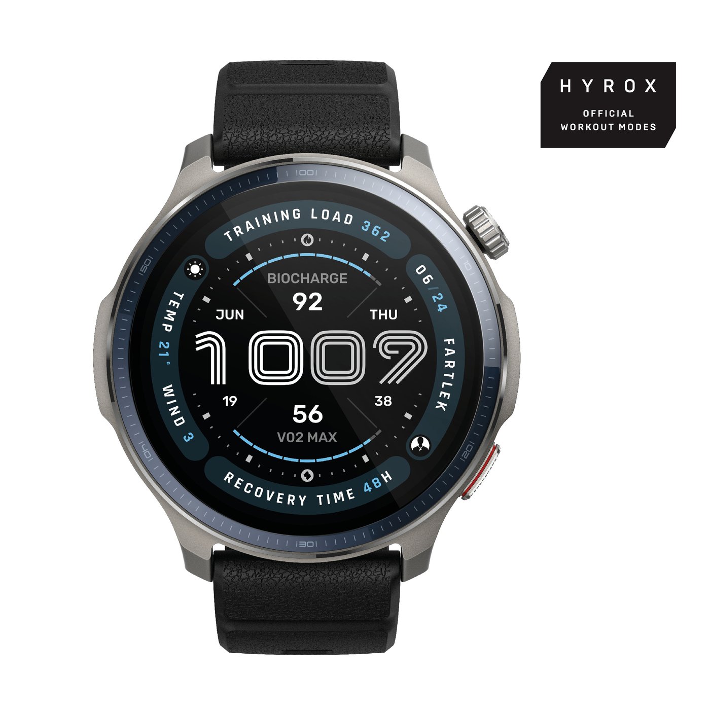 Amazfit Multisport-smartklokke med AMOLED, GPS og 21 dagers batteritid Svart