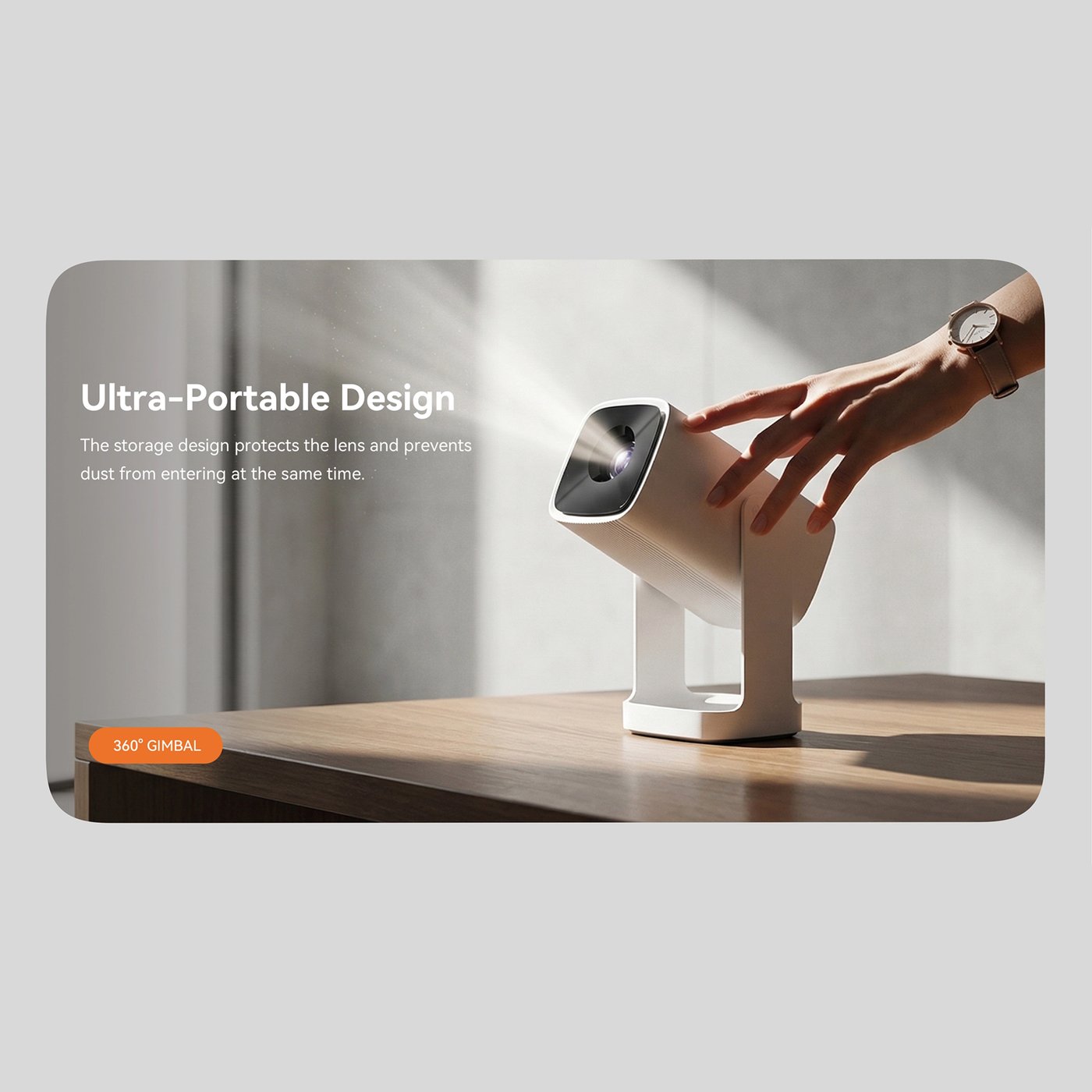 Wanbo Portabel projektor med Android TV och 360° gimbalstativ