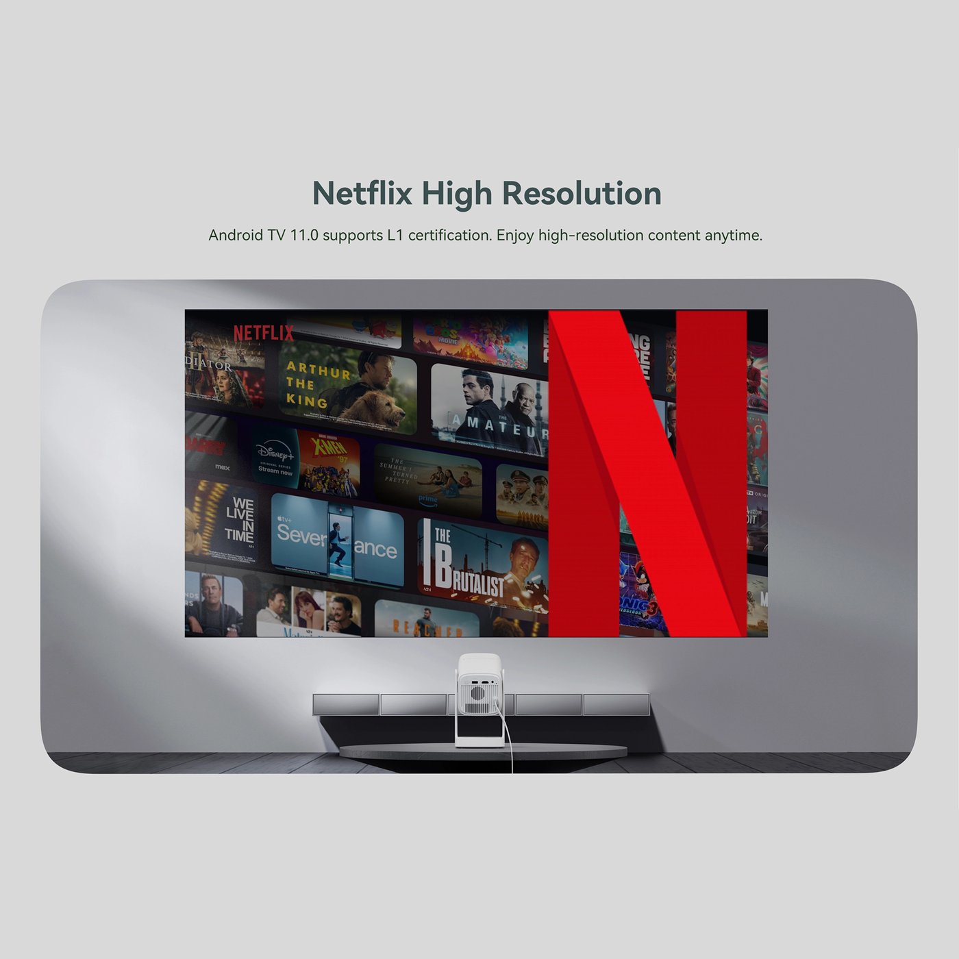 Wanbo Portabel projektor med Android TV och 360° gimbalstativ