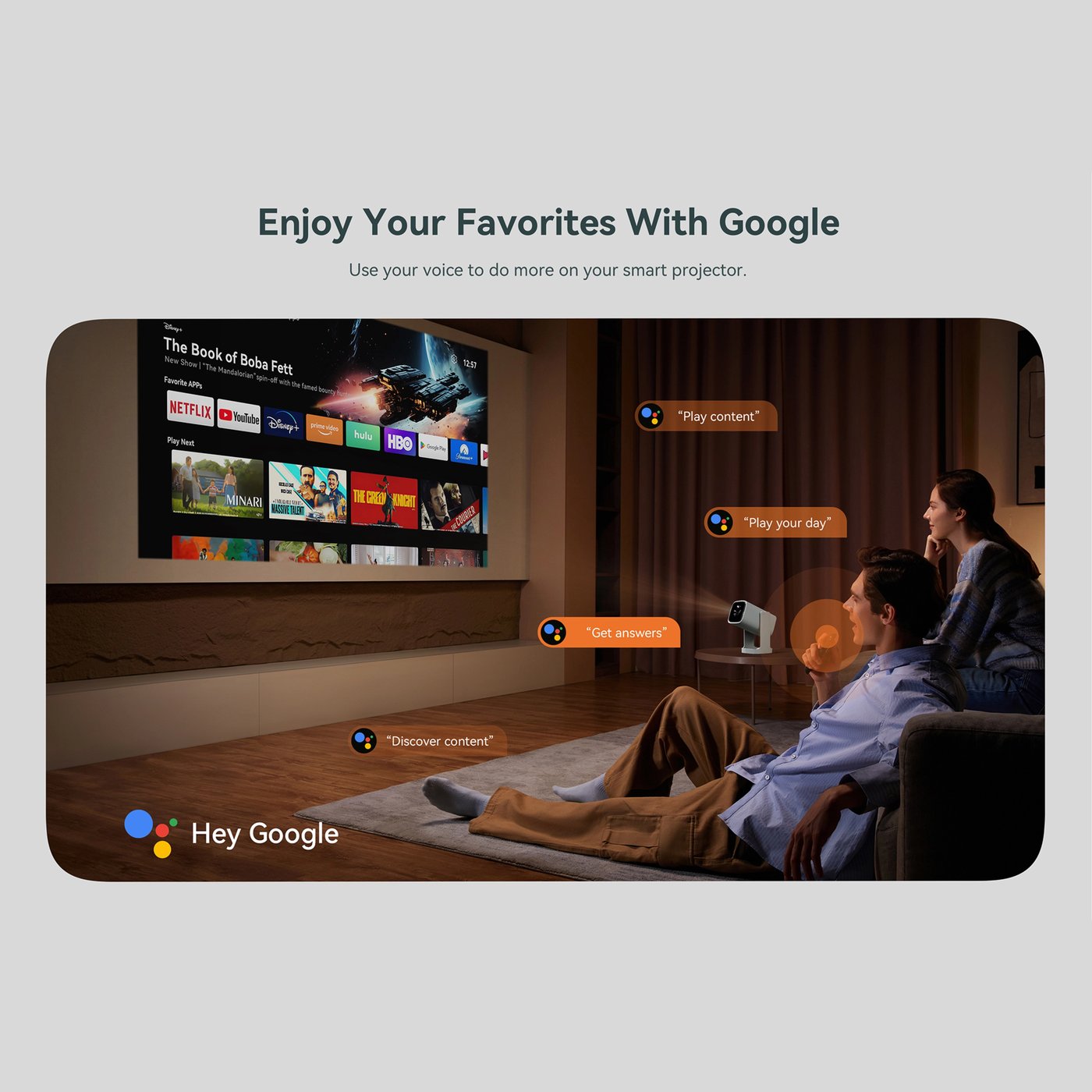 Wanbo Portabel projektor med Android TV och 360° gimbalstativ