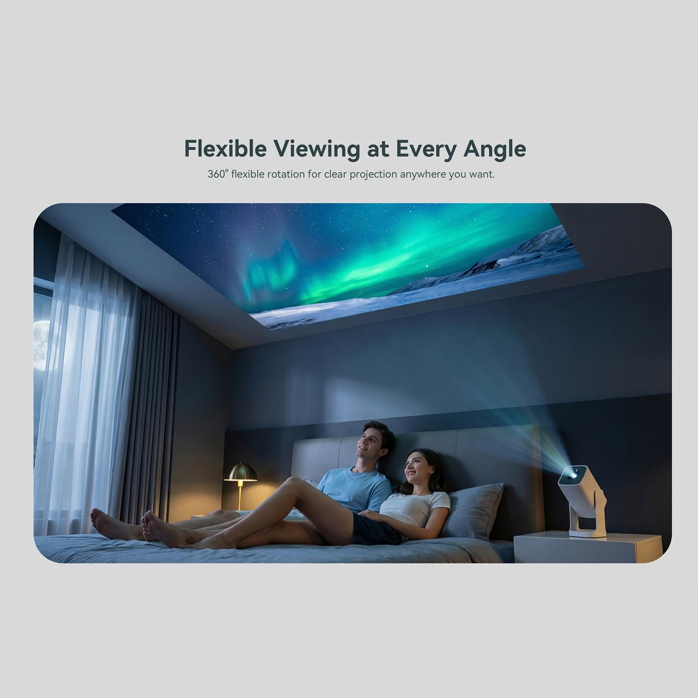 Wanbo Portabel projektor med Android TV och 360° gimbalstativ