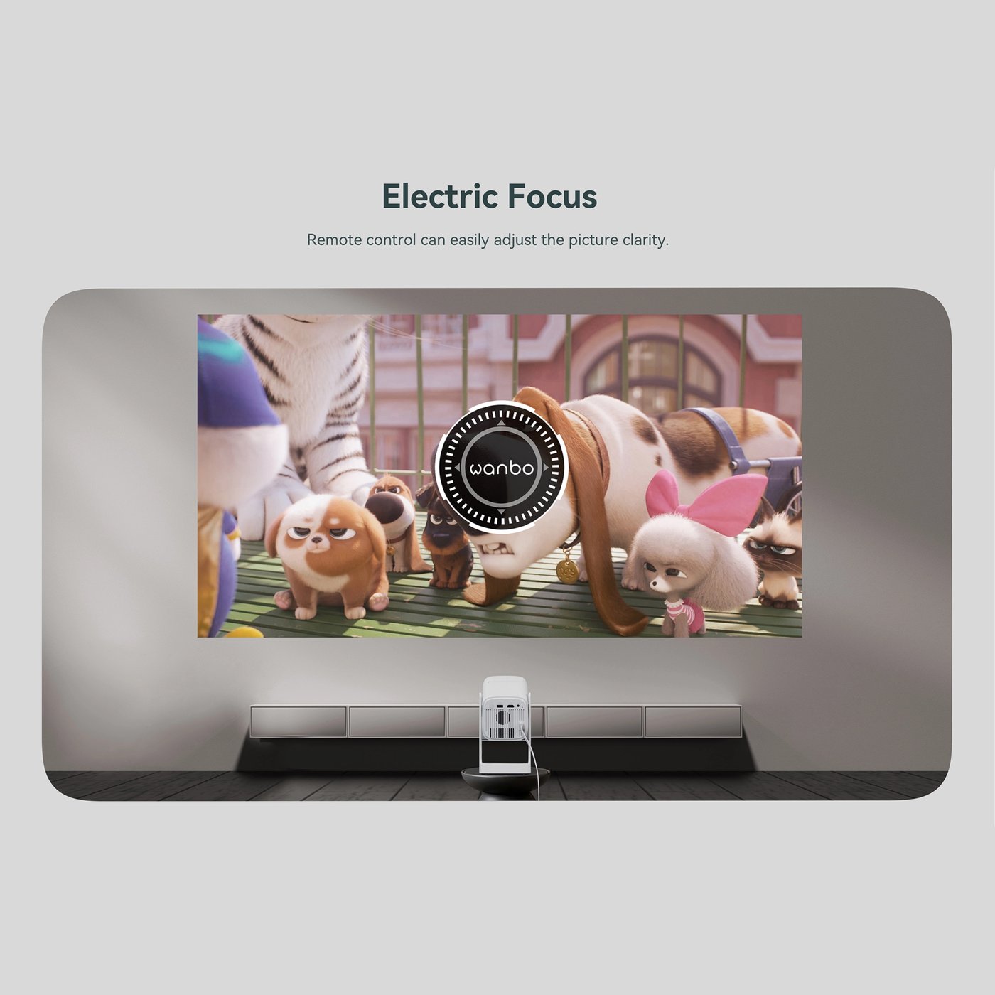 Wanbo Portabel projektor med Android TV och 360° gimbalstativ