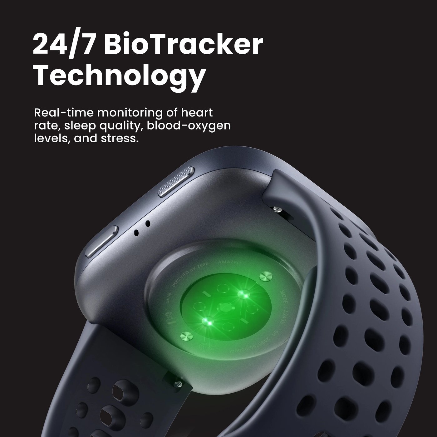 Amazfit Smartklokke med 1,97-toms AMOLED-skjerm og GPS Black