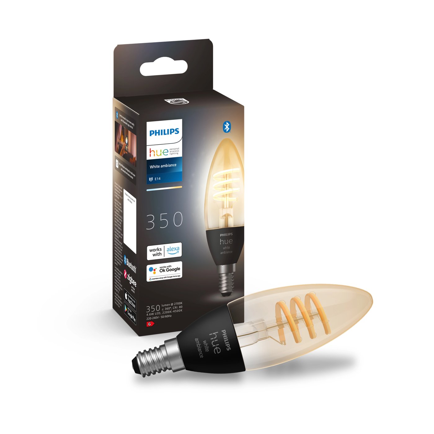 Philips Hue White Ambience Filament Smart LED-lampa E14 350 lm