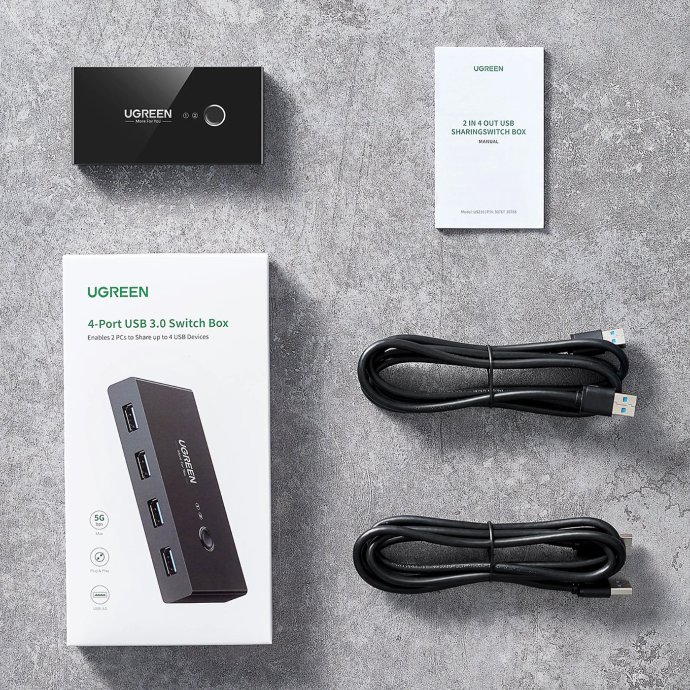 Ugreen USB 3.0-switch med 4 portar för två datorer