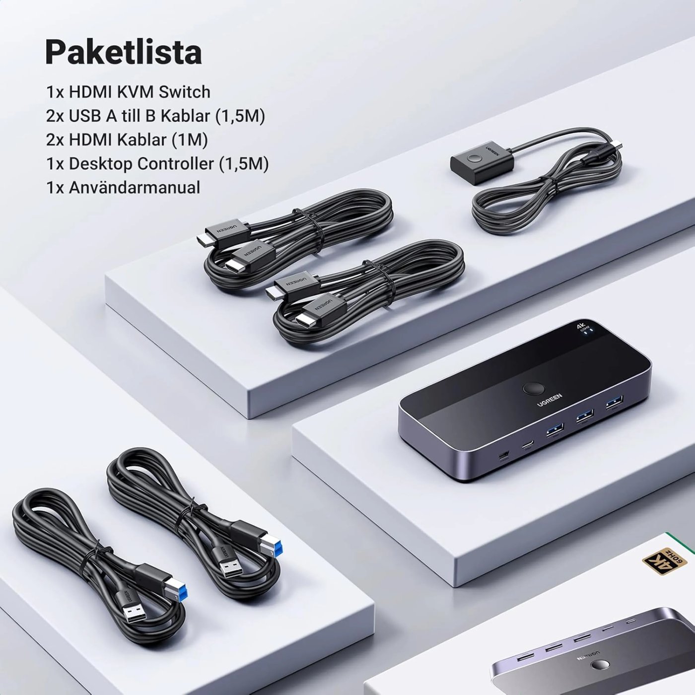 Ugreen 4K HDMI KVM-switch med USB 3.0 för 2 datorer