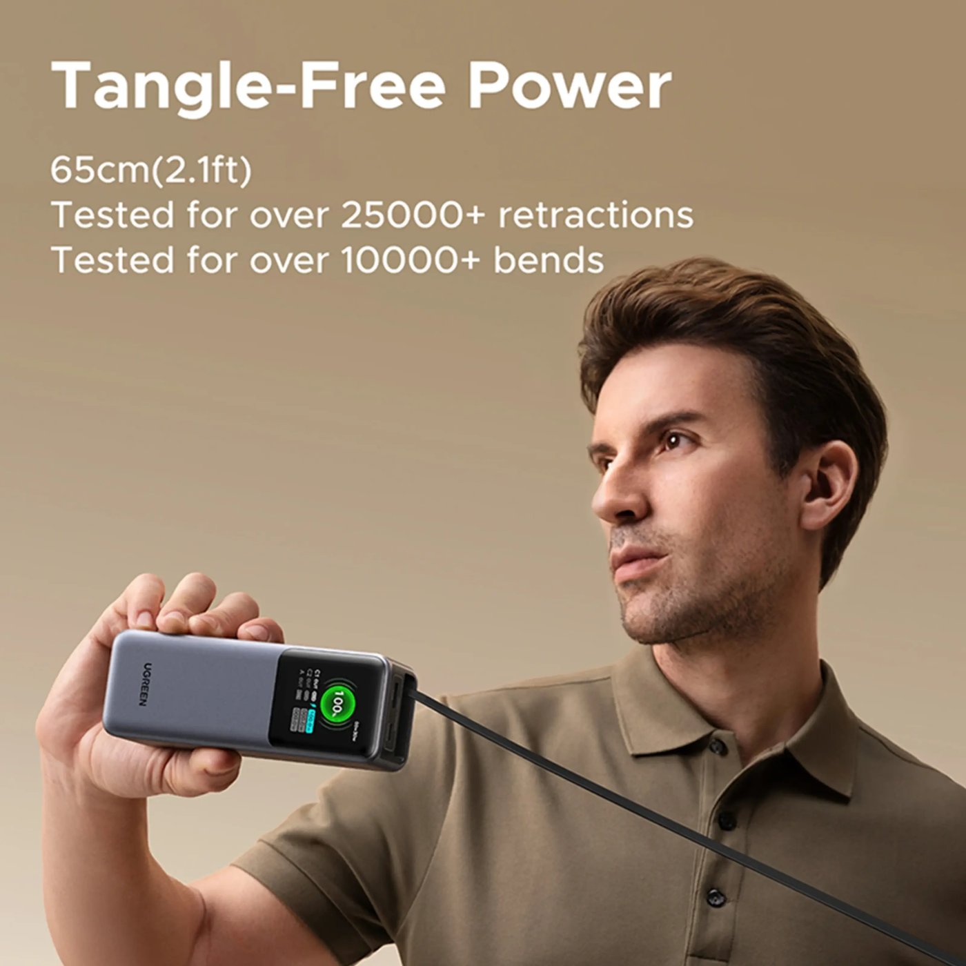 Ugreen Nexode powerbank 20 000 mAh 165 W med inbyggd kabel