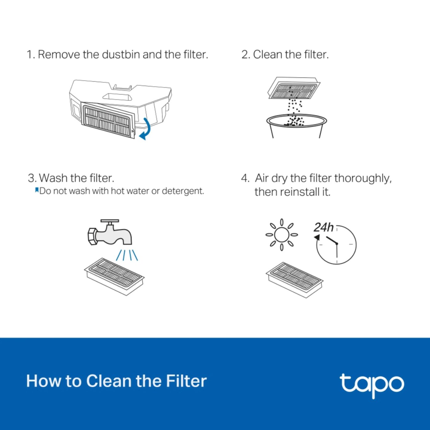 TP-Link Tapo RVA520 HEPA-filter för robotdammsugare 4-pack