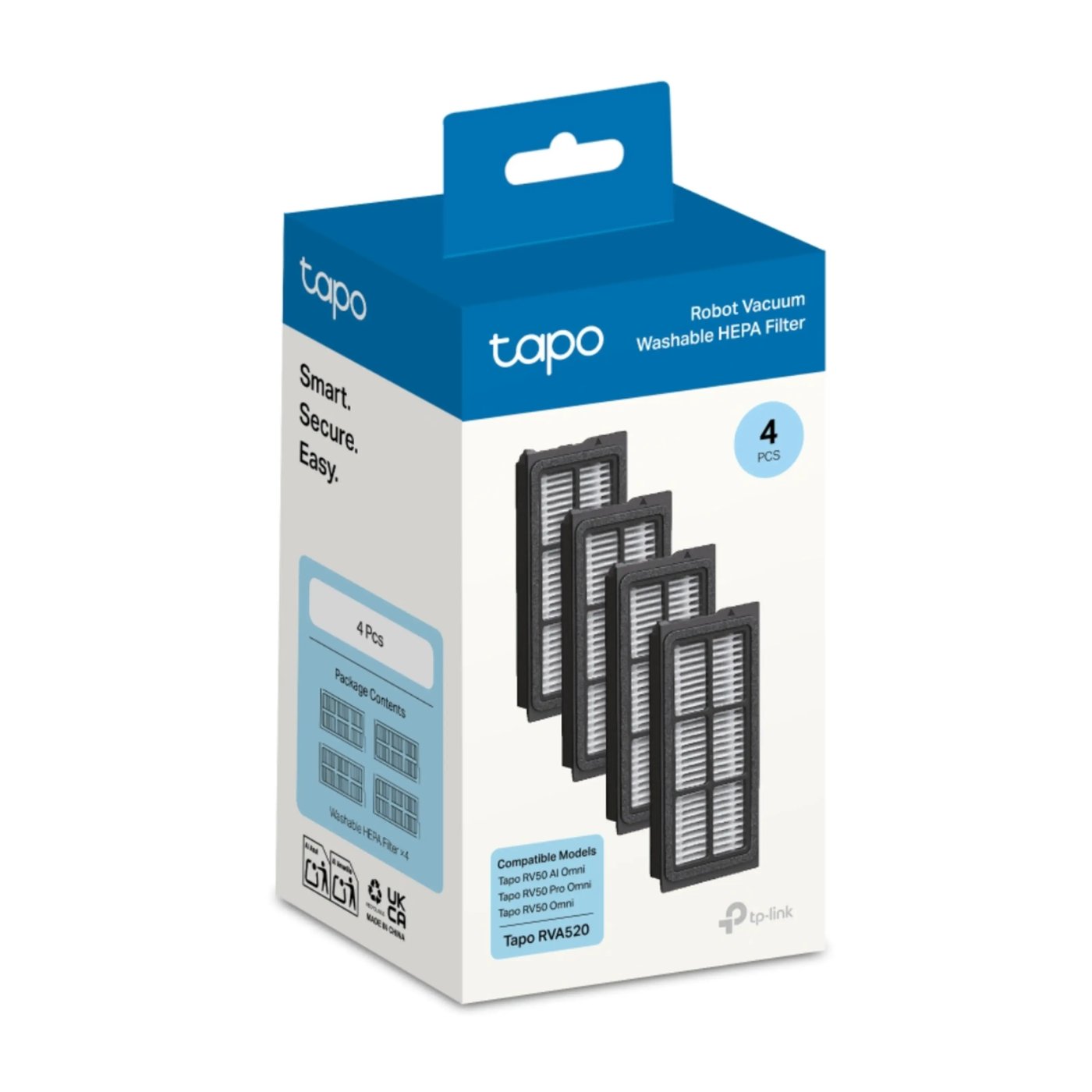 TP-Link Tapo RVA520 HEPA-filter för robotdammsugare 4-pack