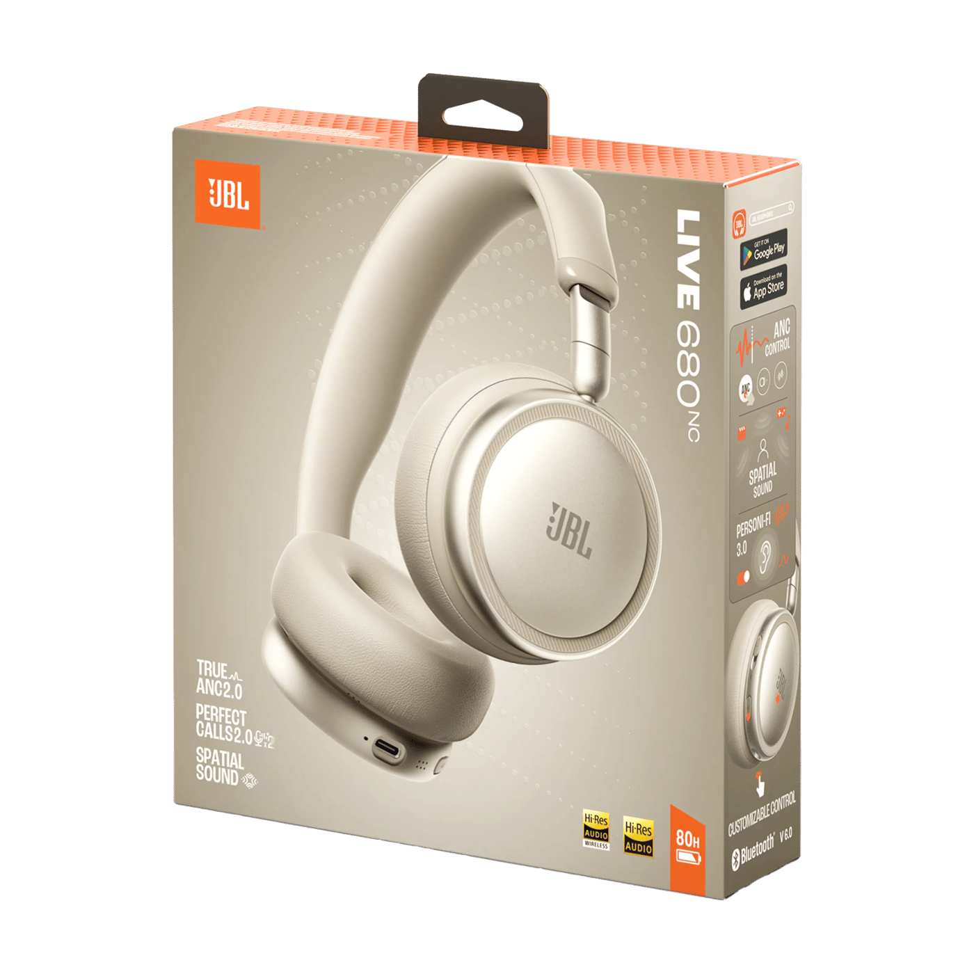 JBL Live 680NC trådløse on-ear-hodetelefoner Champagne