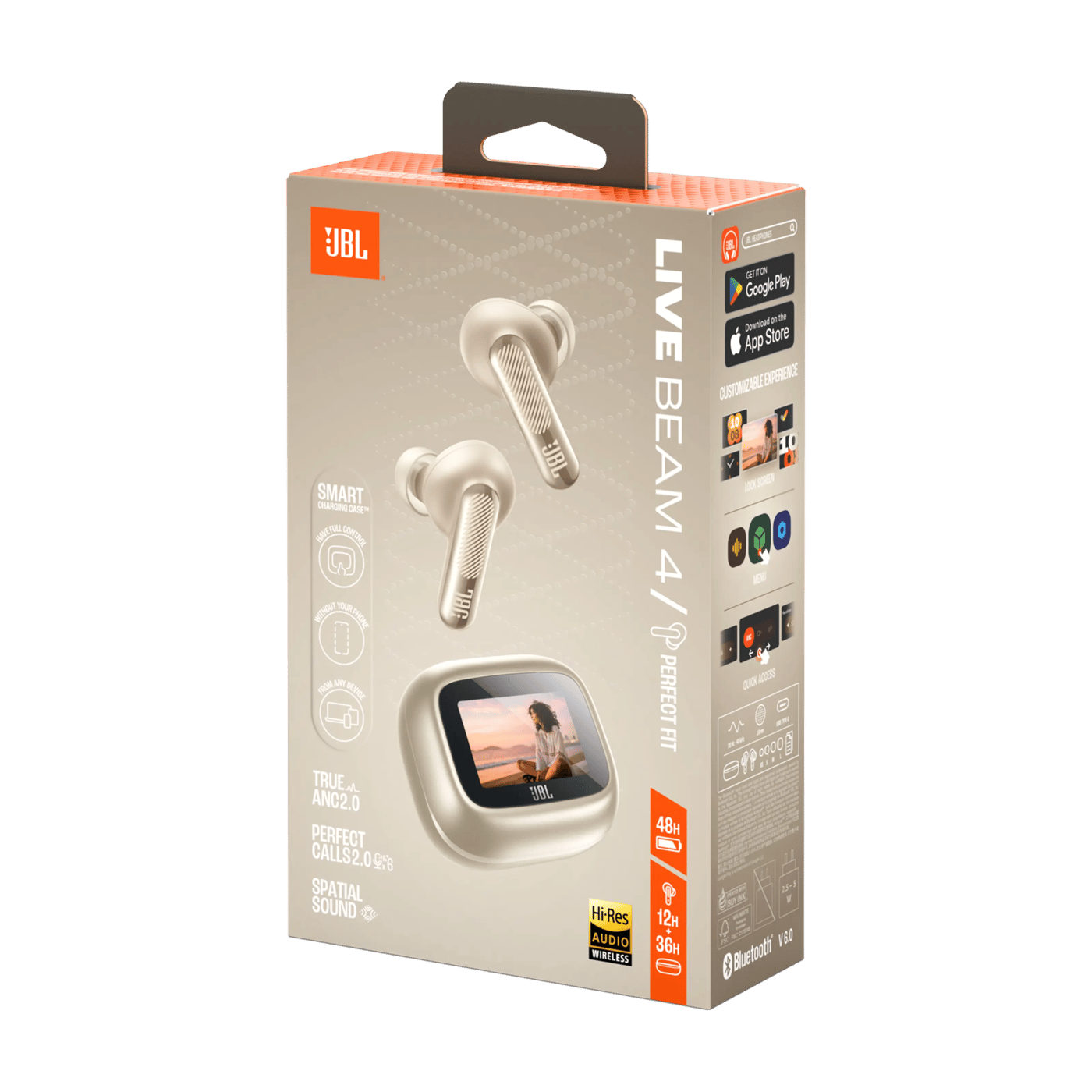 JBL Live Beam 4 trådløse in-ear-hodetelefoner Champagne