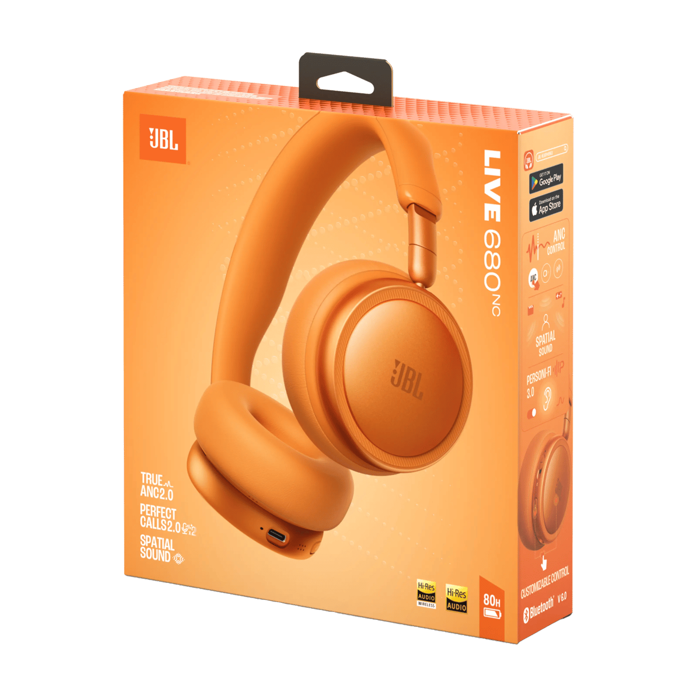 JBL Live 680NC trådløse on-ear-hodetelefoner Orange